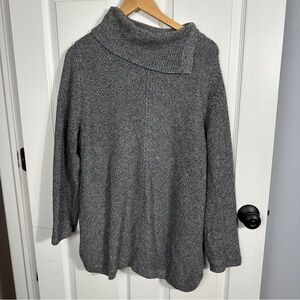 Talbots Plus sweater, size 2x. Marled gray, front seam, split turtleneck.